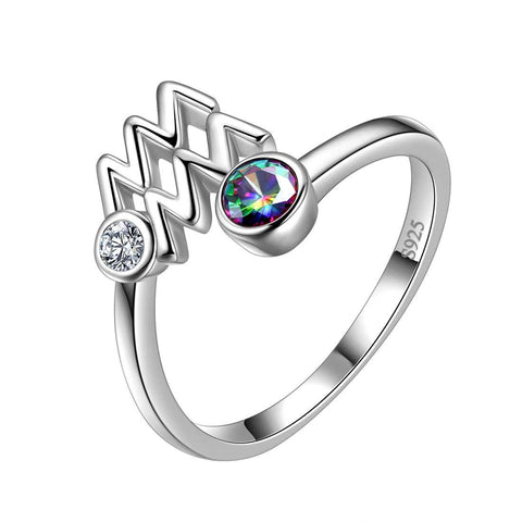 Aquarius Zodiac Open Rings 925 Sterling Silver Aurora Tears Jewelry Aquarius Zodiac Open Rings 925 Sterling Silver Aurora Tears Jewelry