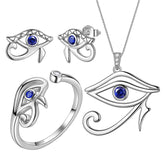 Egyptian Eye of Horus Jewelry Sets 4pcs Necklace Ring Earrings - Jewelry Set - Aurora Tears Jewelry