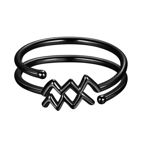 Aquarius Rings Zodiac Sign Jewelry 925 Sterling Silver - Rings - Aurora Tears Aquarius Rings Zodiac Sign Jewelry 925 Sterling Silver - Rings - Aurora Tears