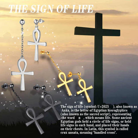 Asymmetry Ankh Cross Earrings Sterling Silver-Aurora Tears Jewelry Asymmetry Ankh Cross Earrings Sterling Silver-Aurora Tears Jewelry