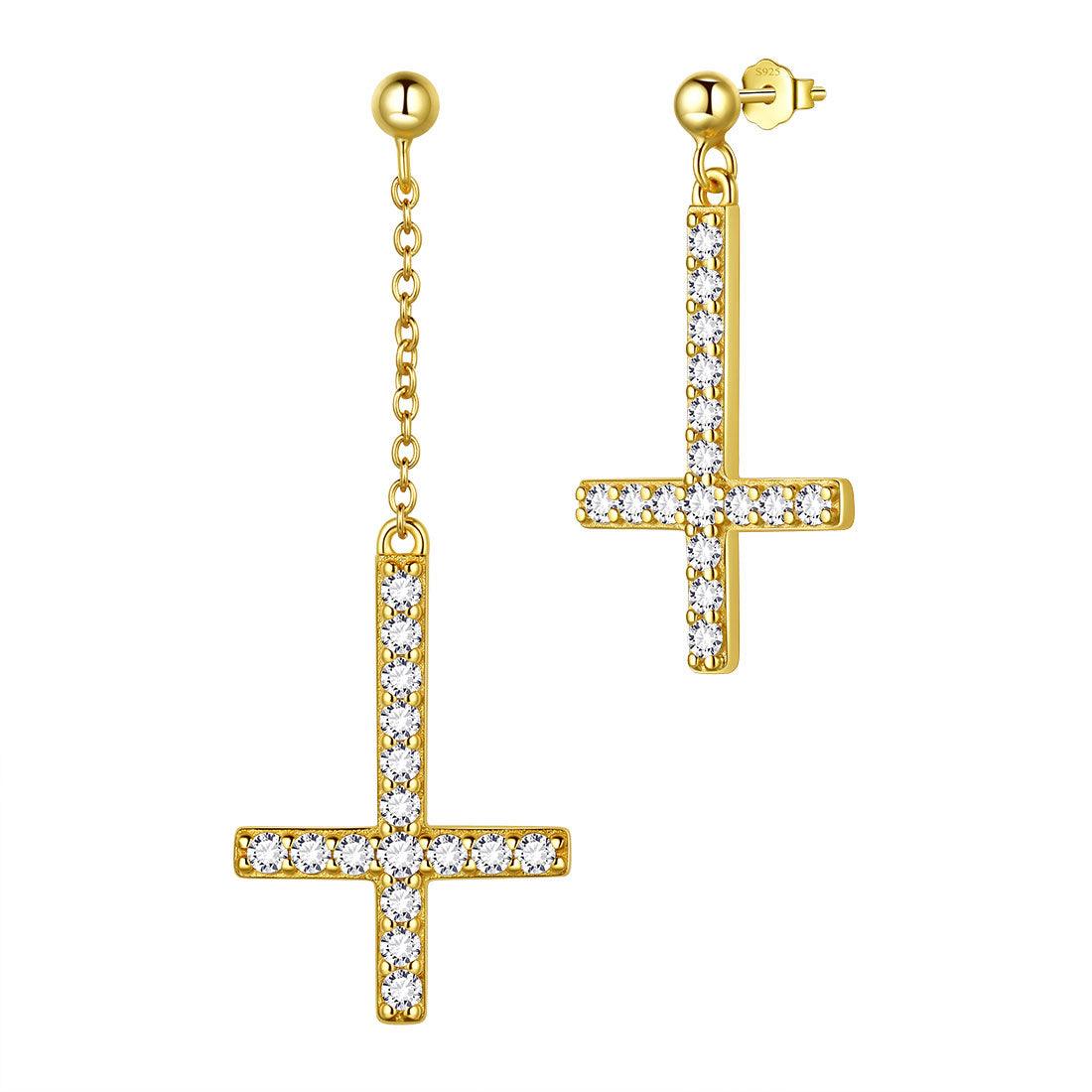 Upside cross deals earrings