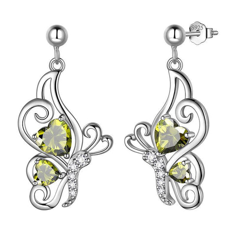 Butterfly Birthstone August Peridot Earrings Sterling Silver - Earrings - Aurora Tears Butterfly Birthstone August Peridot Earrings Sterling Silver - Earrings - Aurora Tears