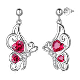 Butterfly Birthstone July Ruby Earrings Sterling Silver - Earrings - Aurora Tears