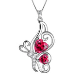 Butterfly Birthstone July Ruby Necklace Sterling Silver - Necklaces - Aurora Tears