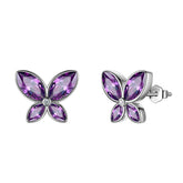 Butterfly Stud Earrings Birthstone February Amethyst - Earrings - Aurora Tears