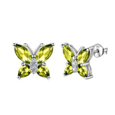 Women Stud Earrings Butterfly Birthstone August Peridot - Earrings - Aurora Tears