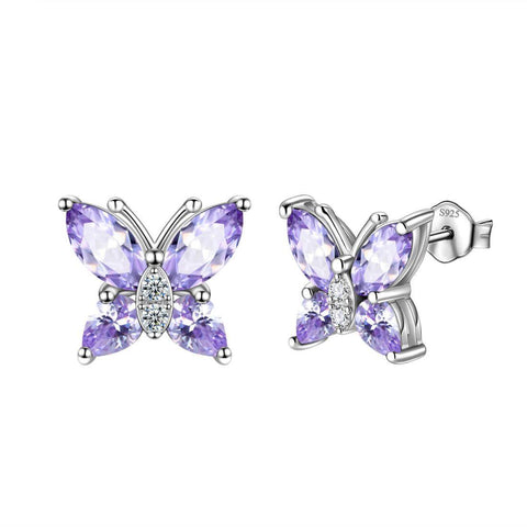 Women Stud Earrings Butterfly Birthstone June Alexandrite - Earrings - Aurora Tears Women Stud Earrings Butterfly Birthstone June Alexandrite - Earrings - Aurora Tears
