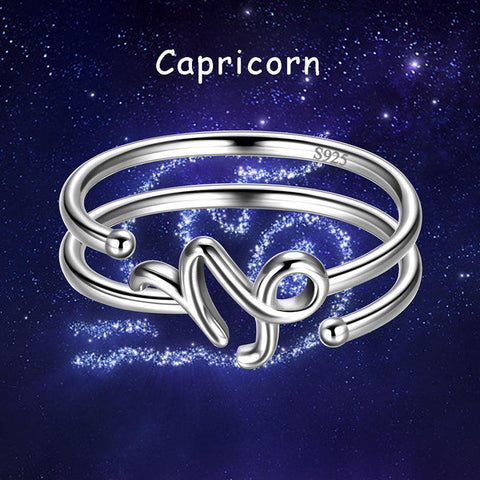 Capricorn Rings Zodiac Sign Jewelry 925 Sterling Silver - Rings - Aurora Tears Capricorn Rings Zodiac Sign Jewelry 925 Sterling Silver - Rings - Aurora Tears