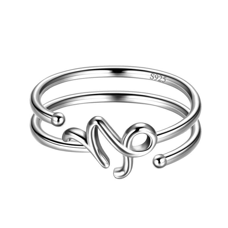 Capricorn Rings Zodiac Sign Jewelry 925 Sterling Silver - Rings - Aurora Tears Capricorn Rings Zodiac Sign Jewelry 925 Sterling Silver - Rings - Aurora Tears