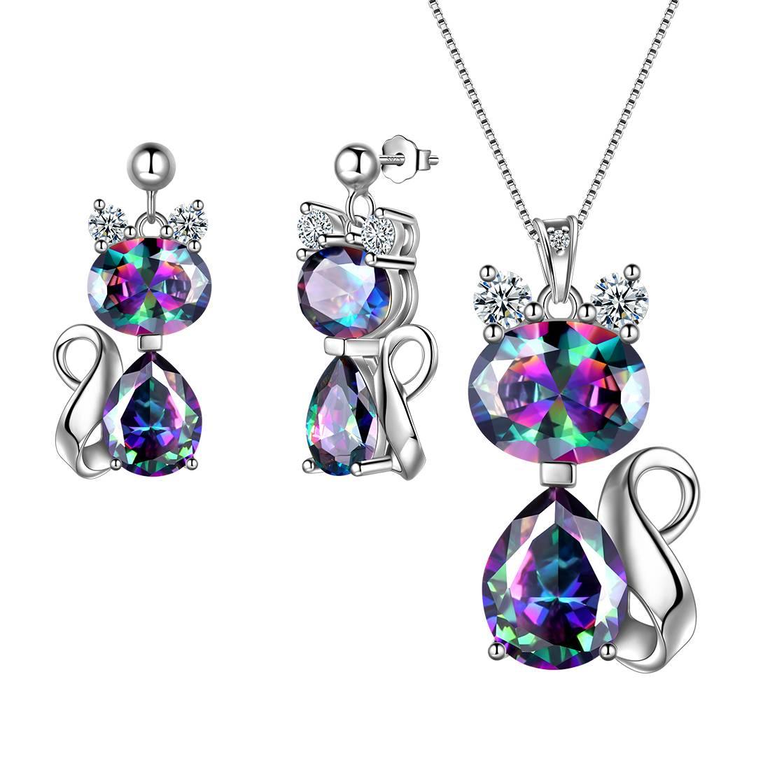 HCMA Set di Gioielli in Argento 925 Collana di Gatto Animale HCMA Set di Gioielli in Argento 925 Collana di Gatto Animale