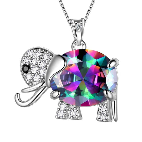 Elephant Mystic Rainbow Topaz Necklace - Necklaces - Aurora Tears Elephant Mystic Rainbow Topaz Necklace - Necklaces - Aurora Tears