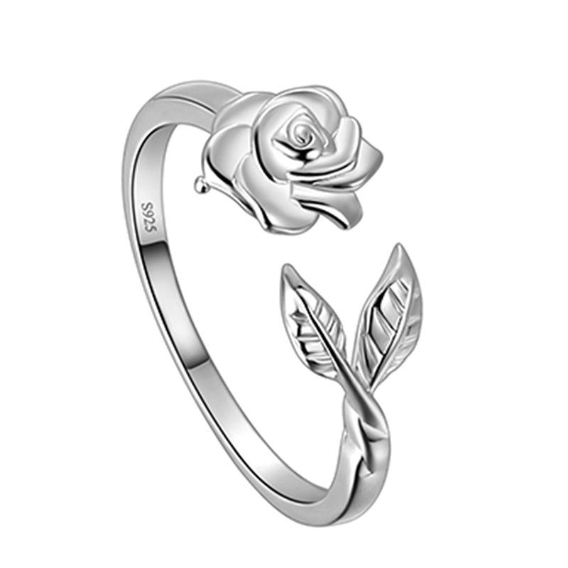Flower Rose Ring Floral Leaf Wrap Band 925 Sterling Silver - Rings - Aurora Tears Flower Rose Ring Floral Leaf Wrap Band 925 Sterling Silver - Rings - Aurora Tears
