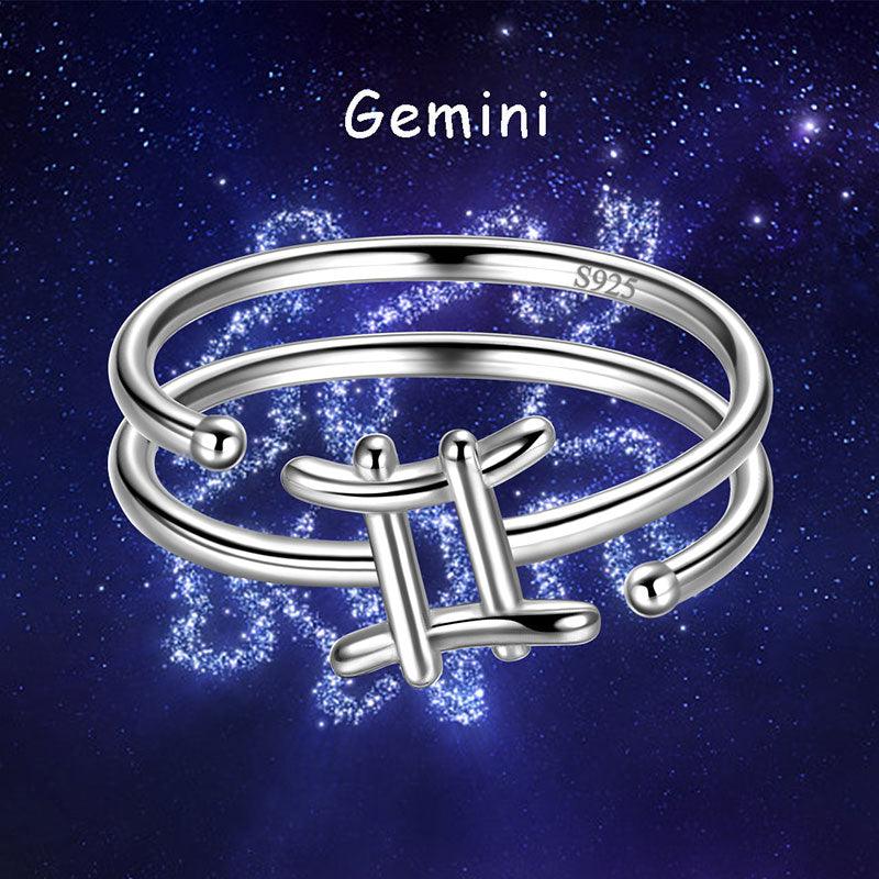 Gemini Rings Zodiac Sign Jewelry 925 Sterling Silver - Rings - Aurora Tears Gemini Rings Zodiac Sign Jewelry 925 Sterling Silver - Rings - Aurora Tears