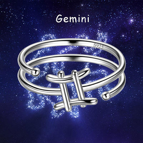 Gemini Rings Zodiac Sign Jewelry 925 Sterling Silver - Rings - Aurora Tears Gemini Rings Zodiac Sign Jewelry 925 Sterling Silver - Rings - Aurora Tears
