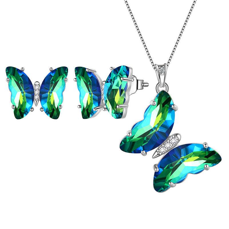 Green Butterfly Jewelry Set 3PCS May Emerald Birthstone - Jewelry Sets - Aurora Tears Green Butterfly Jewelry Set 3PCS May Emerald Birthstone - Jewelry Sets - Aurora Tears