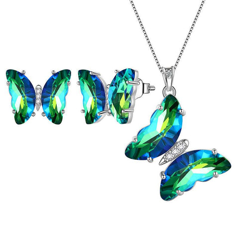 Green Butterfly Jewelry Set 3PCS May Emerald Birthstone - Jewelry Sets - Aurora Tears Green Butterfly Jewelry Set 3PCS May Emerald Birthstone - Jewelry Sets - Aurora Tears