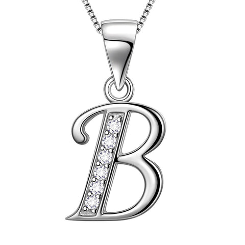 Letter B Initial Necklaces 925 Sterling Silver - Necklaces - Aurora Tears Jewelry Letter B Initial Necklaces 925 Sterling Silver - Necklaces - Aurora Tears Jewelry