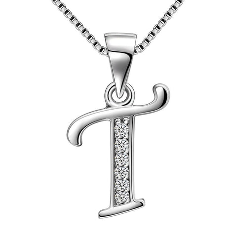 Letter T Initial Necklaces 925 Sterling Silver Aurora Tears Jewelry Letter T Initial Necklaces 925 Sterling Silver Aurora Tears Jewelry