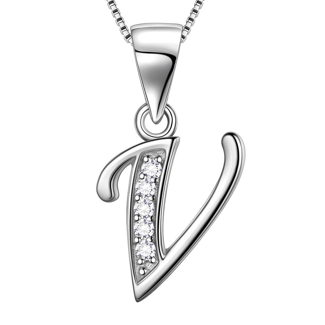 Letter V Initial Necklaces 925 Sterling Silver Aurora Tears Jewelry Letter V Initial Necklaces 925 Sterling Silver Aurora Tears Jewelry