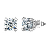 Moissanite Stud Earrings 925 Sterling Silver 4-Prong - Earrings - Aurora Tears