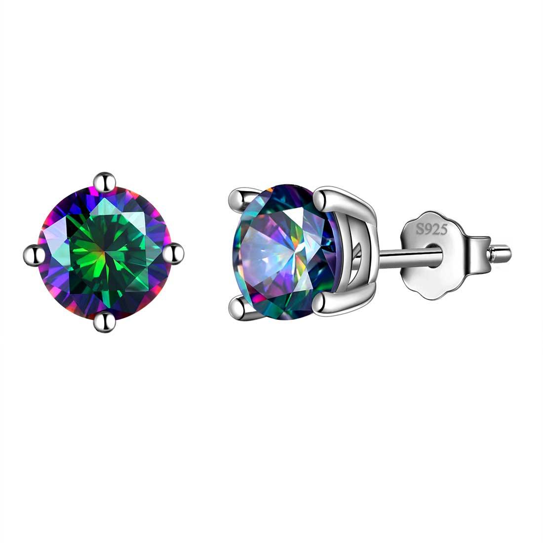 Mystic Rainbow Fire Topaz Stud Earrings Sterling Silver - Earrings - Aurora Tears Jewelry Mystic Rainbow Fire Topaz Stud Earrings Sterling Silver - Earrings - Aurora Tears Jewelry