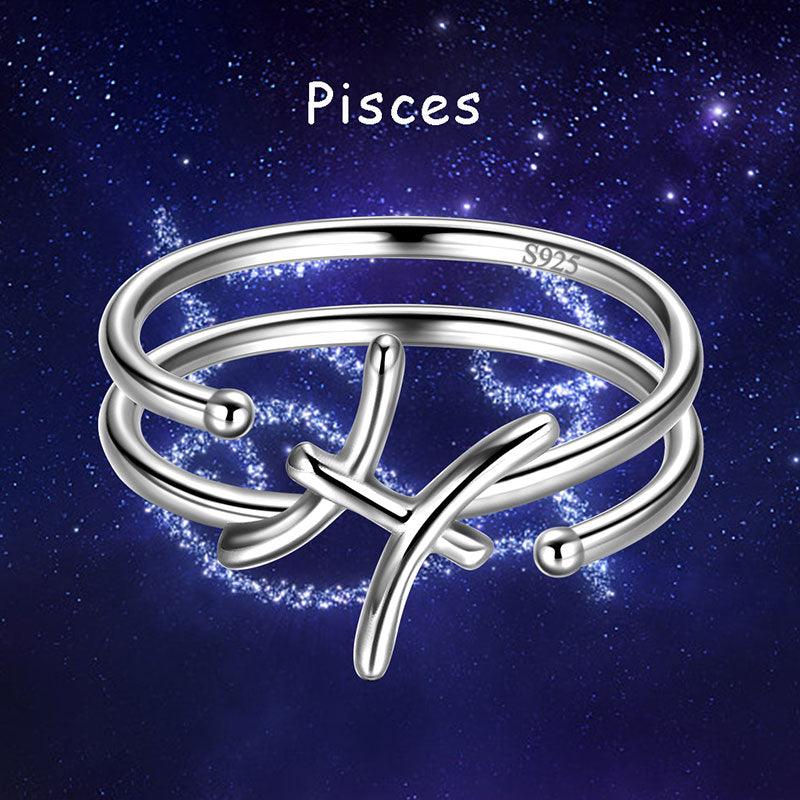 Pisces Rings Zodiac Sign Jewelry 925 Sterling Silver - Rings - Aurora Tears Pisces Rings Zodiac Sign Jewelry 925 Sterling Silver - Rings - Aurora Tears