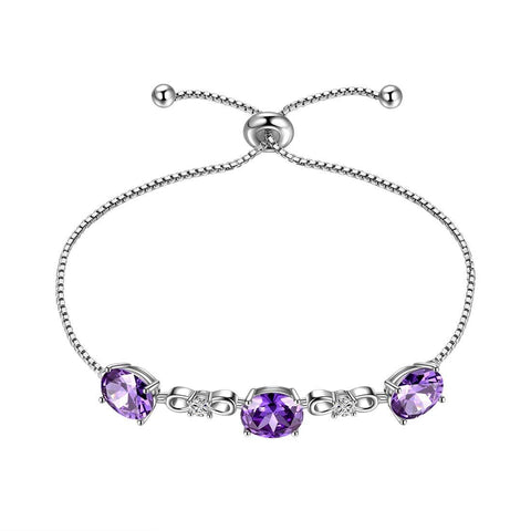 Round Birthstone February Amethyst Bracelet Sterling Silver - Bracelet - Aurora Tears Round Birthstone February Amethyst Bracelet Sterling Silver - Bracelet - Aurora Tears