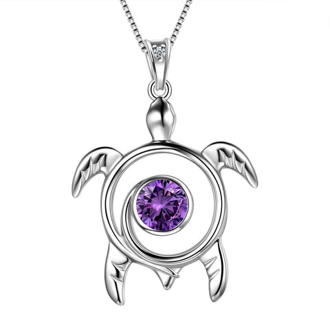 Turtle Birthstone February Amethyst Necklace Pendant - Necklaces - Aurora Tears Turtle Birthstone February Amethyst Necklace Pendant - Necklaces - Aurora Tears