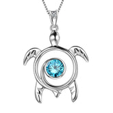 Turtle Birthstone March Aquamarine Necklace Pendant - Necklaces - Aurora Tears