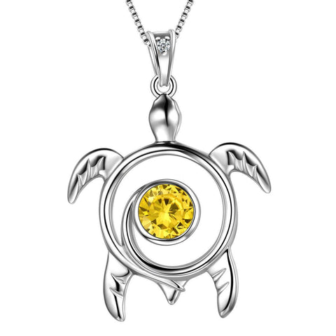 Turtle Birthstone November Citrine Necklace Pendant - Necklaces - Aurora Tears Turtle Birthstone November Citrine Necklace Pendant - Necklaces - Aurora Tears