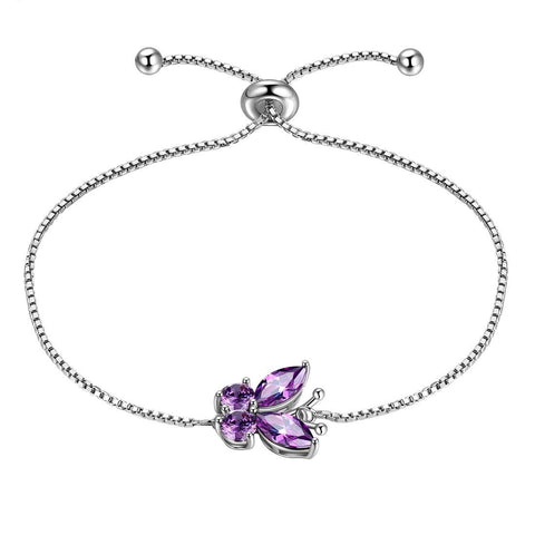 Butterfly Bracelet Birthstone February Amethyst Link - Bracelet - Aurora Tears Butterfly Bracelet Birthstone February Amethyst Link - Bracelet - Aurora Tears
