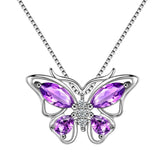 Butterfly Pendant Necklace Birthstone February Amethyst - Necklaces - Aurora Tears