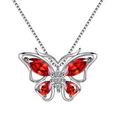 Butterfly Pendant Necklace Birthstone January Garnet - Necklaces - Aurora Tears
