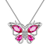 Butterfly Pendant Necklace Birthstone July Ruby - Necklaces - Aurora Tears