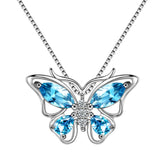 Butterfly Pendant Necklace Birthstone March Aquamarine - Necklaces - Aurora Tears