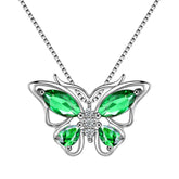 Butterfly Pendant Necklace Birthstone May Emerald - Necklaces - Aurora Tears