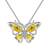 Butterfly Pendant Necklace Birthstone November Citrine - Necklaces - Aurora Tears