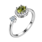 Round Birthstone August Peridot Ring Open Sterling Silver - Rings - Aurora Tears