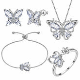 Butterfly Birthstone April Diamond Jewelry Set 5PCS - Jewelry Set - Aurora Tears