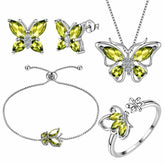 Butterfly Birthstone August Peridot Jewelry Set 5PCS - Jewelry Set - Aurora Tears