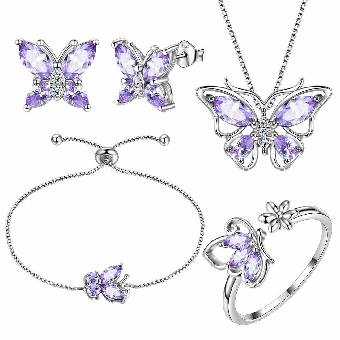 Butterfly Birthstone June Alexandrite Jewelry Set 5PCS - Jewelry Set - Aurora Tears Butterfly Birthstone June Alexandrite Jewelry Set 5PCS - Jewelry Set - Aurora Tears