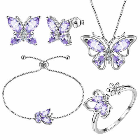 Butterfly Birthstone June Alexandrite Jewelry Set 5PCS - Jewelry Set - Aurora Tears Butterfly Birthstone June Alexandrite Jewelry Set 5PCS - Jewelry Set - Aurora Tears