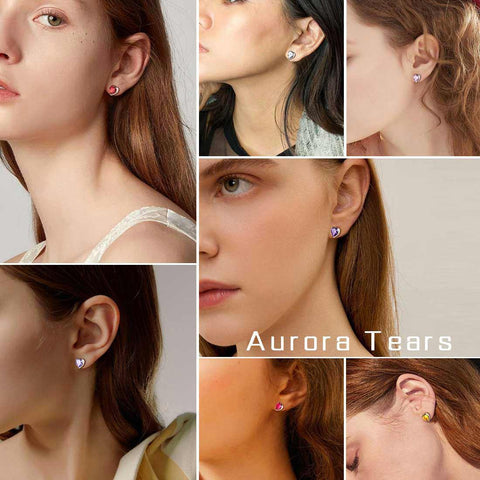 Women Hearts Studs Earring 925 Sterling Silver - Earrings - Aurora Tears Women Hearts Studs Earring 925 Sterling Silver - Earrings - Aurora Tears