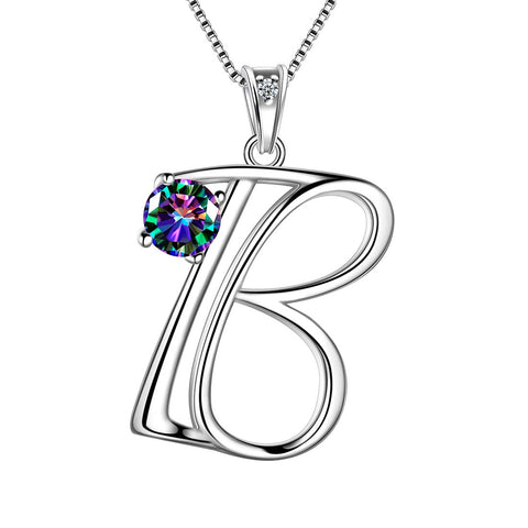 Women Letter B Initial Necklaces Sterling Silver - Necklaces - Aurora Tears Jewelry Women Letter B Initial Necklaces Sterling Silver - Necklaces - Aurora Tears Jewelry