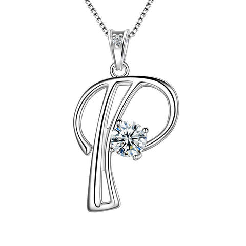 Women Letter P Initial Necklaces Sterling Silver - Necklaces - Aurora Tears Jewelry Women Letter P Initial Necklaces Sterling Silver - Necklaces - Aurora Tears Jewelry