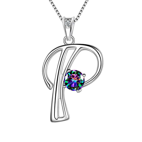 Women Letter P Initial Necklaces Sterling Silver - Necklaces - Aurora Tears Jewelry Women Letter P Initial Necklaces Sterling Silver - Necklaces - Aurora Tears Jewelry