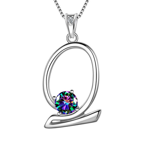 Women Letter Q Initial Necklaces Sterling Silver - Necklaces - Aurora Tears Jewelry Women Letter Q Initial Necklaces Sterling Silver - Necklaces - Aurora Tears Jewelry