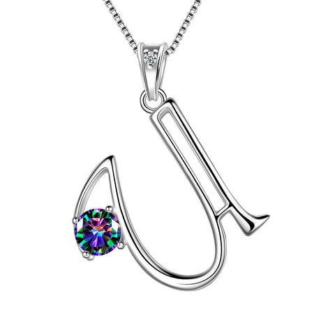 Women Letter U Initial Necklaces Sterling Silver - Necklaces - Aurora Tears Jewelry Women Letter U Initial Necklaces Sterling Silver - Necklaces - Aurora Tears Jewelry