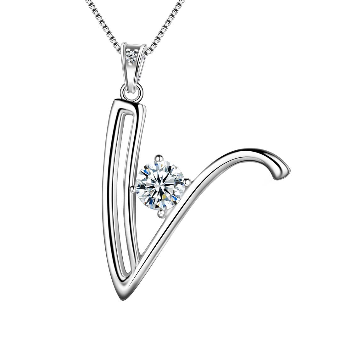 Women Letter V Initial Necklaces Sterling Silver - Necklaces - Aurora Tears Jewelry Women Letter V Initial Necklaces Sterling Silver - Necklaces - Aurora Tears Jewelry