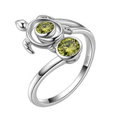 Turtle Birthstone August Peridot Ring Open Sterling Silver - Rings - Aurora Tears